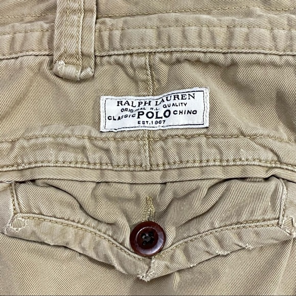 POLO Ralph Lauren Shorts Mens 40T Cargo Khaki Classic Chino Flat Front Cotton. - Picture 6 of 7